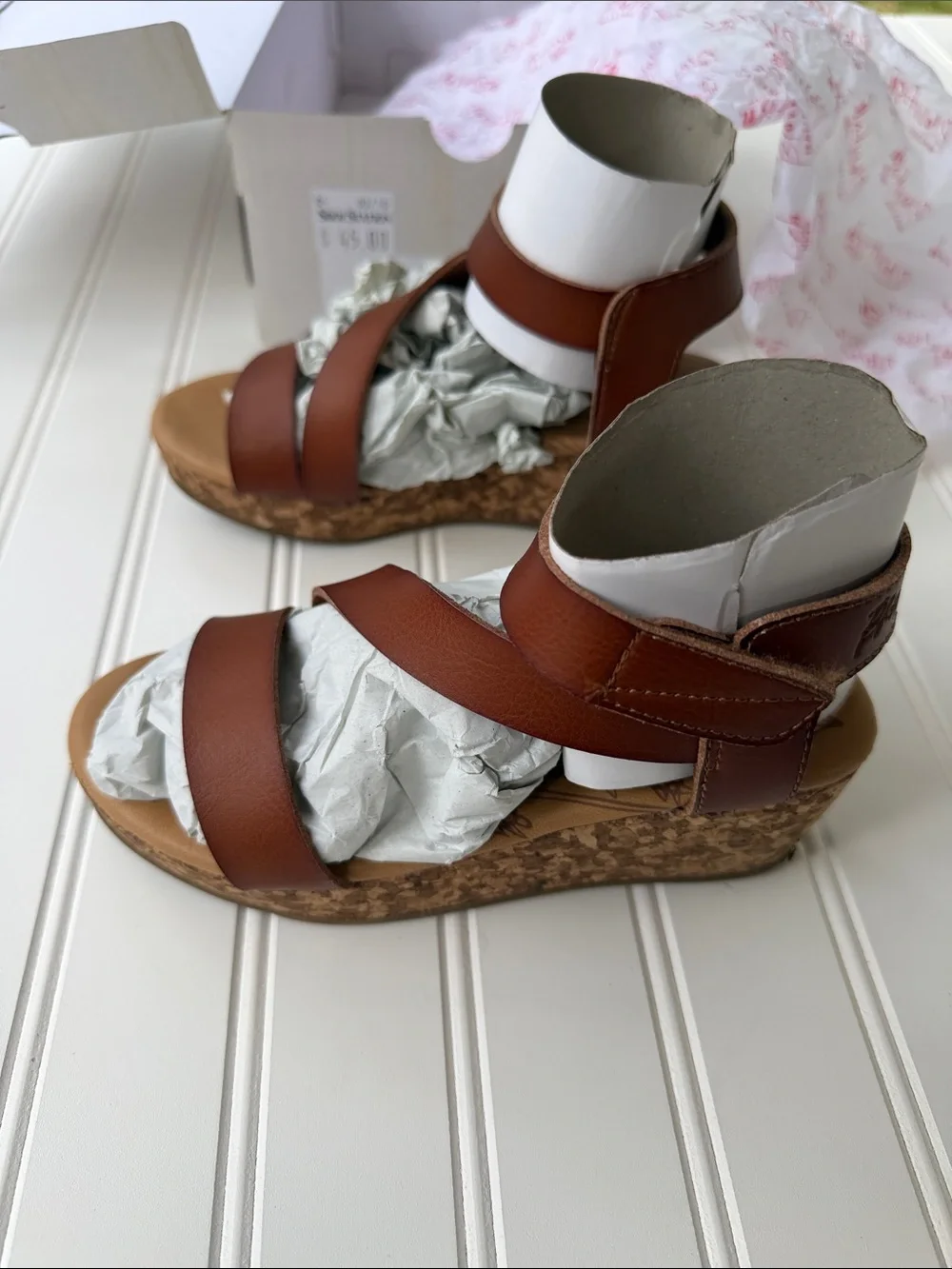 Blowfish Cognac Brown Cork Wedge Sandals
